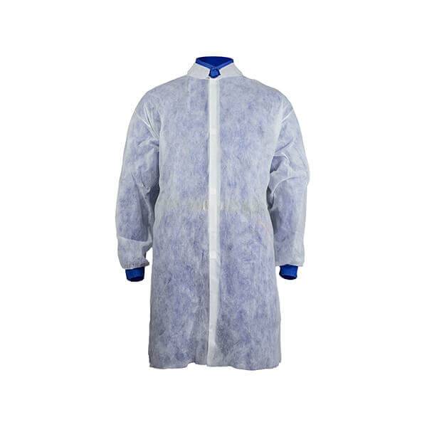 apsiaustas-su-lipdukais Ühekordne kittel/mantel PP, kleepsudega, ABENA, valge (1tk.) - Image 1