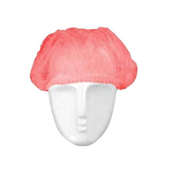 Ühekordsed kroogitud mütsid (Clip-cap, Mob-cap), punane (100tk.) - Image 1
