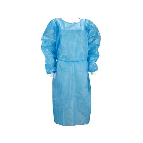 Meditsiiniline kittel PP+PE, lamineeritud, kätistega, paeltega taga, sinine (1 tk) - Image 1