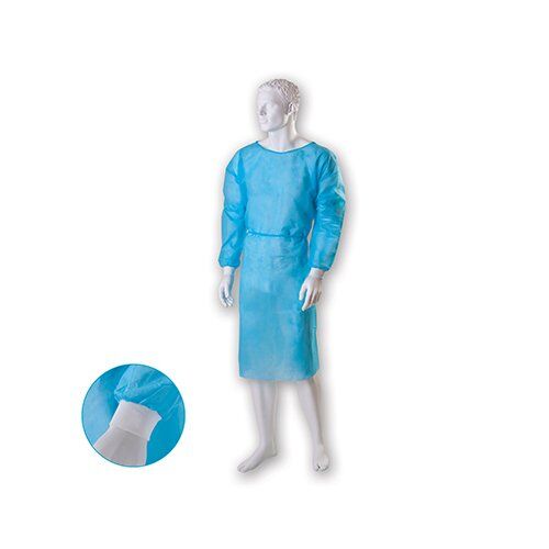 Meditsiiniline kittel PP, mansettidega, paeltega taga, 25 g/m², sinine (1 tk) - Image 1