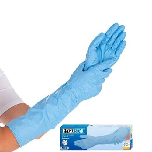 longgloves Hygostar pikad 50cm nitriilkindad, sinised, XL (50tk) - Image 1