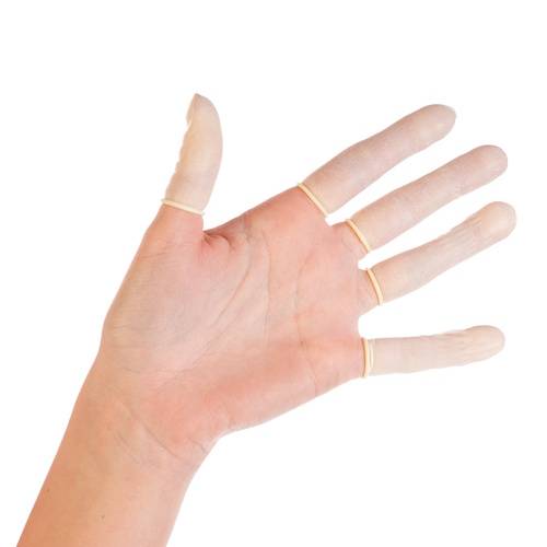 Ühekordsed lateksist sõrmkübarad (tuvastamata), valged, 7 cm (100 tk) - Image 1