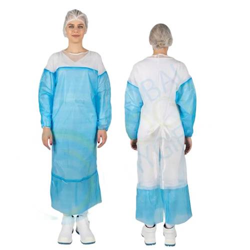 cosmo Ühekordne kittel/mantel KOSMO PP/PE, paeltega, sinine/valge, XXL (1 tk) - Image 1