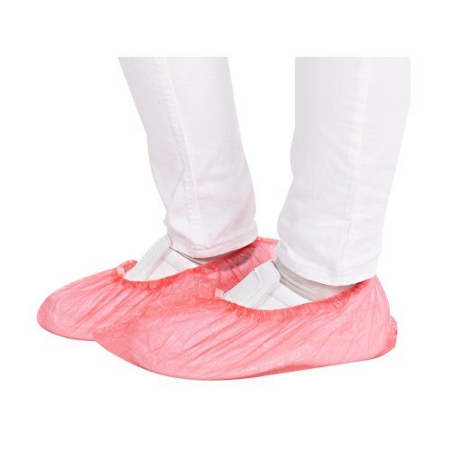 Ühekordsed kingakatted CPE, 15x41cm, madalad, punased (100tk) - Image 1