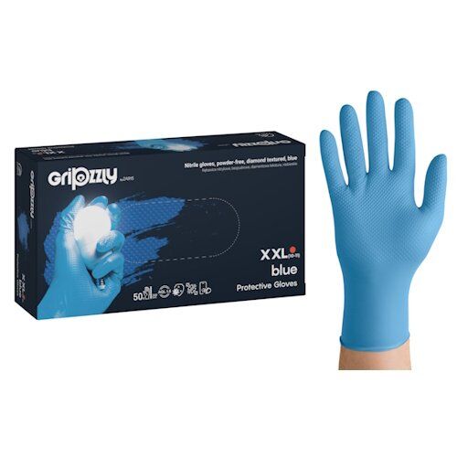 Zarys Gripzzly nitriilkindad, ülitugevad, 8g, sinised, S/M/L/XL/XXL, (50 tk) - Image 1