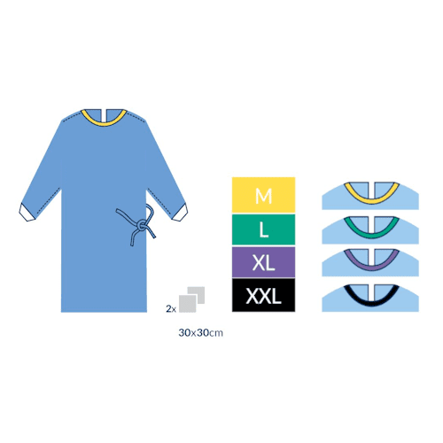 Kirurgiline kittel ALPHAtex, kahe imava rätikuga, steriilne - Image 1