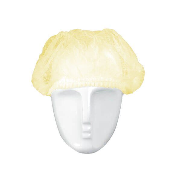 Ühekordsed kroogitud mütsid (Clip-cap, Mob-cap), kollane (100tk.) - Image 1