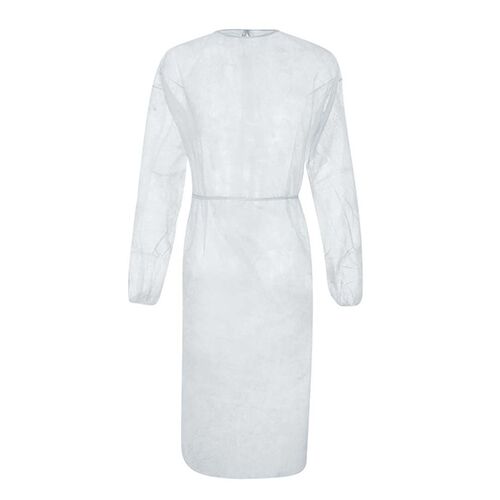 Meditsiiniline kittel PP, mansettidega, paeltega taga, 25 g/m², valge (1 tk.) - Image 1